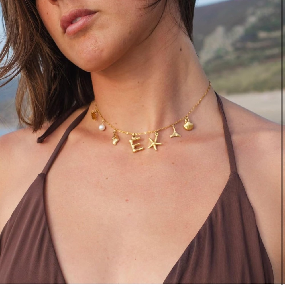 Gold ‘ S’ Charm Necklace with Sea Motifs - Picture 3 of 9